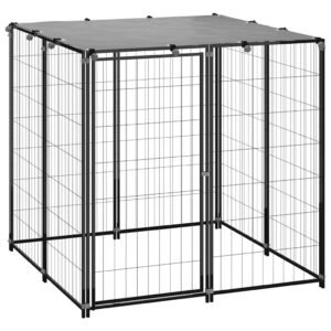 vidaXL Dog Kennel, black, 110x110x110 cm, steel-1