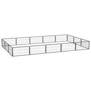 vidaXL Țarc câini 16 panouri negru 100x50 cm oțel vopsit electrostatic-1