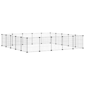 vidaXL Cușcă animale de companie cu ușă 20 panouri negru 35x35 cm oțel-3