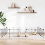 vidaXL Cușcă animale de companie cu ușă 20 panouri negru 35x35 cm oțel-1