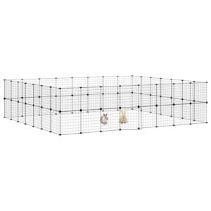 vidaXL Cușcă animale de companie cu ușă 60 panouri negru 35x35 cm oțel-3