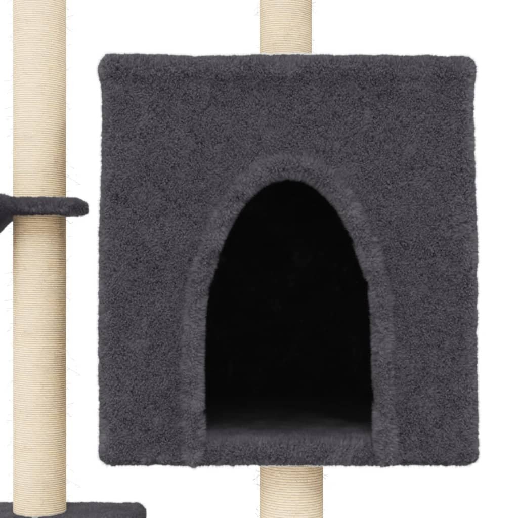 vidaXL Ansamblu pisici cu stâlpi din funie sisal, gri închis, 117 cm-7
