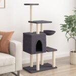 vidaXL Ansamblu de pisici, stâlpi din funie sisal, gri închis, 131 cm-1