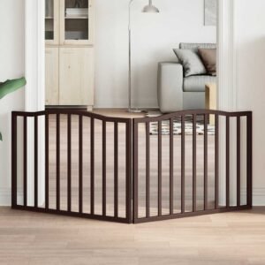 vidaXL Poartă pentru câini pliabilă 2 panouri maro, 160 cm, lemn plop-1