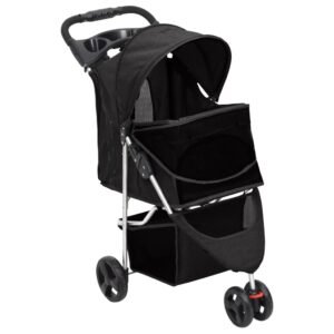 vidaXL Cărucior pliabil pentru câini negru 80x46x98 cm țesătură Oxford-3