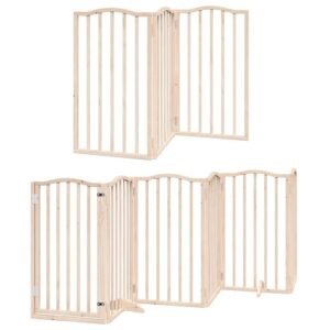 vidaXL Poartă de câini pliabilă cu ușă, 12 panouri, 600 cm, lemn plop-3