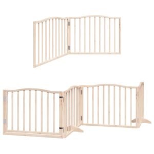 vidaXL Poartă de câini pliabilă cu ușă, 6 panouri, 480 cm, lemn plop-3