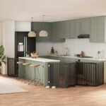 vidaXL Poartă câini pliabilă cu ușă 8 panouri negru 640 cm, lemn plop-1