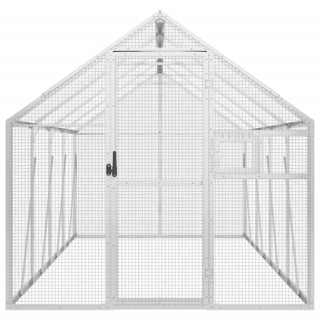 vidaXL Volieră de păsări, argintiu, 1,79x4x1,85 m, aluminiu-3