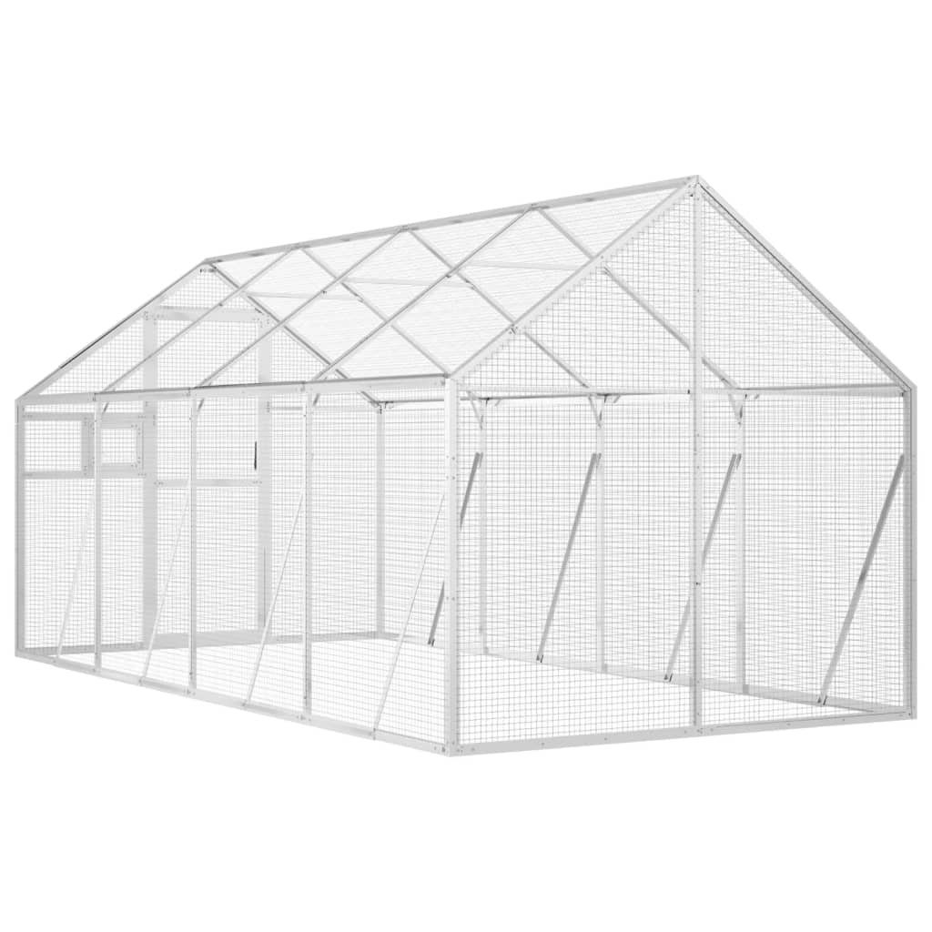 vidaXL Volieră de păsări, argintiu, 1,79x4x1,85 m, aluminiu-5