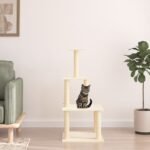 vidaXL Ansamblu de pisici cu stâlpi din funie de sisal, crem, 111 cm-1