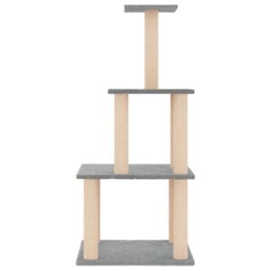 vidaXL Ansamblu de pisici, stâlpi din funie sisal, gri deschis, 111 cm-3