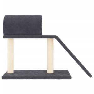 vidaXL Stâlpi zgâriere pisici, cu tunel și scară, gri închis, 55,5 cm-3