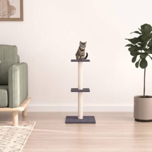 vidaXL Ansamblu pisici cu stâlpi din funie sisal, gri închis, 73 cm-1