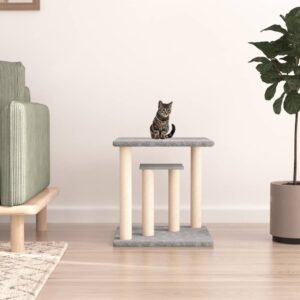 vidaXL Stâlpi de zgâriat pentru pisici cu platforme, gri deschis 50 cm-1