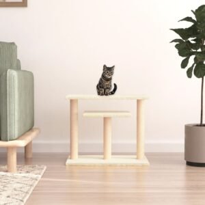 vidaXL Stâlpi de zgâriat pentru pisici cu platforme, crem, 62,5 cm-1