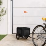 vidaXL Remorcă bicicletă animale companie, negru, textil oxford/fier-1