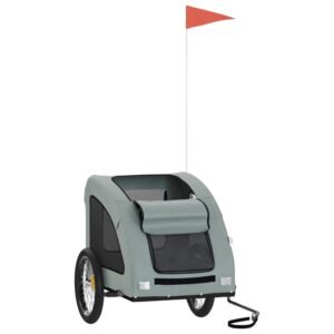 vidaXL Remorcă de bicicletă animale companie, gri, textil oxford/fier-3