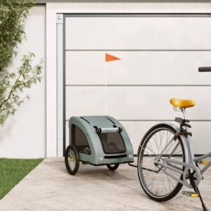 vidaXL Remorcă de bicicletă animale companie, gri, textil oxford/fier-1