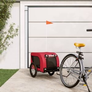 vidaXL Remorcă bicicletă animale companie, roșu/negru, oxford/fier-1