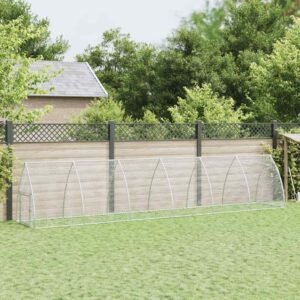 vidaXL Coteț pentru păsări, gri, 600x105x120 cm, oțel galvanizat-1