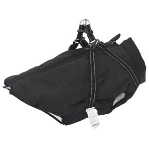 vidaXL Haină câini cu ham impermeabilă reflectorizantă, negru, L52-1