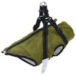 vidaXL Haină câini cu ham impermeabilă reflectorizantă, verde kaki L32-1