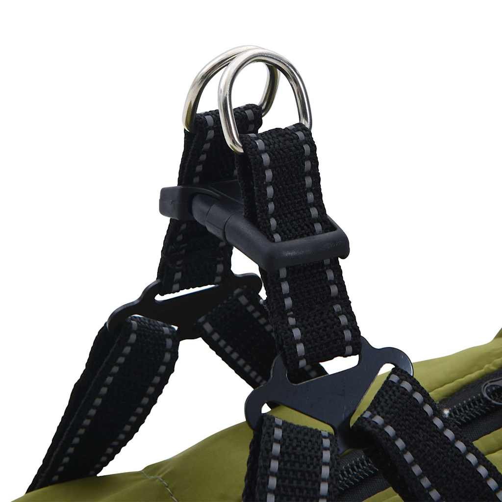 vidaXL Haină câini cu ham impermeabilă reflectorizantă, verde kaki L40-9