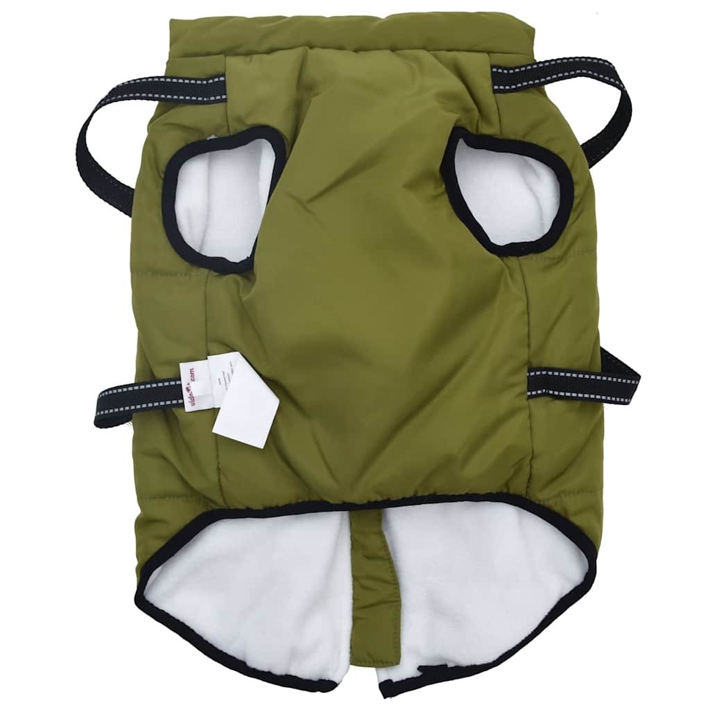 vidaXL Haină câini cu ham impermeabilă reflectorizantă, verde kaki L44-5
