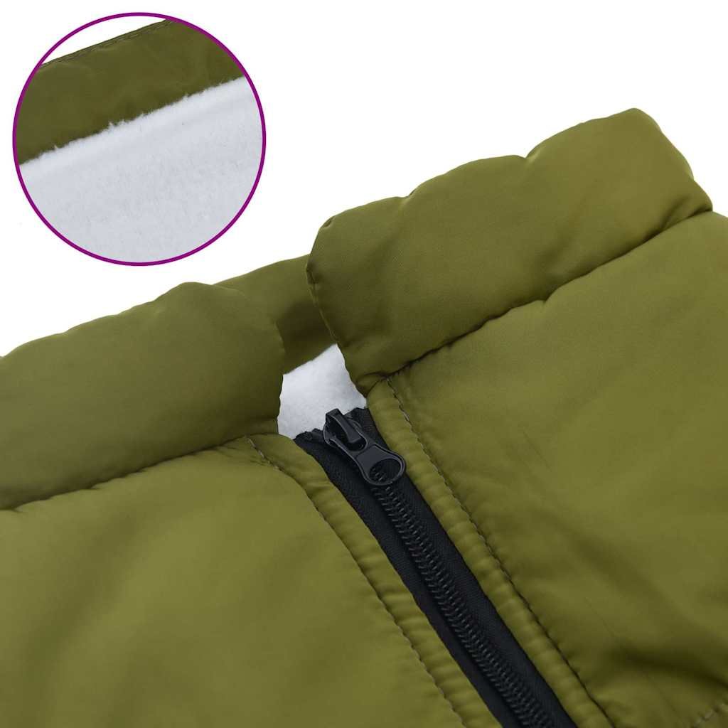 vidaXL Haină câini cu ham impermeabilă reflectorizantă, verde kaki L44-7
