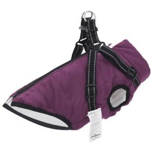 vidaXL Haină câini cu ham impermeabilă reflectorizantă, violet, L24-1