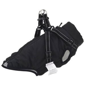 vidaXL Haină câini cu ham impermeabilă reflectorizantă, negru, L24-1