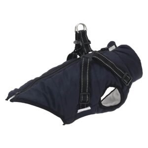 vidaXL Haină câini cu ham impermeabilă reflectorizantă, bleumarin, L28-1
