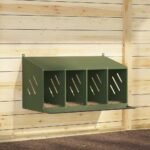 vidaXL Cuibă pentru pui cu 4 compartimente, metal verde măsline-1